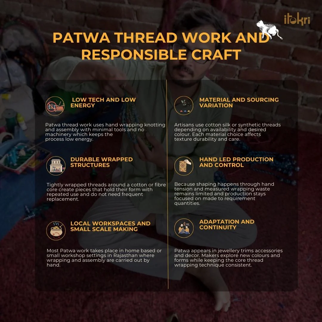 Blue - Handcrafted Patwa Thread & Sequin Work Anklet - Image 3