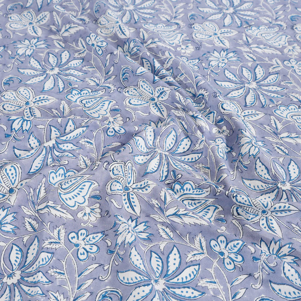 Blue - Block Print Cotton Double Sanganeri Bed Sheet - Image 4