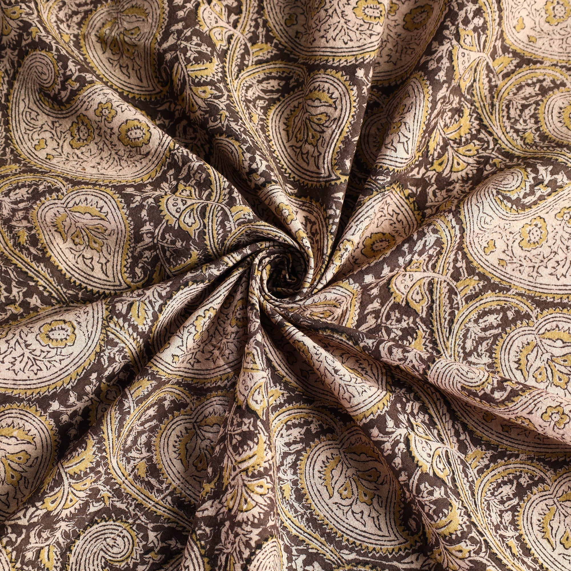 Beige - Original Pedana Kalamkari Block Print Natural Dyed Cotton Table Cover (46 x 43 in) 24 - Image 3