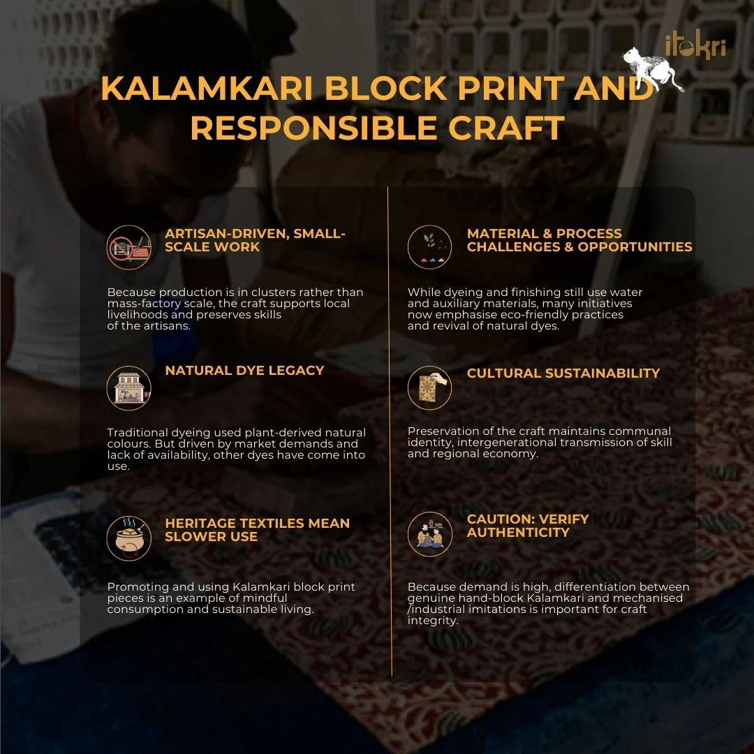 Red - Original Pedana Kalamkari Block Print Natural Dyed Cotton Table Cover (45 x 45 in) 17 - Image 5