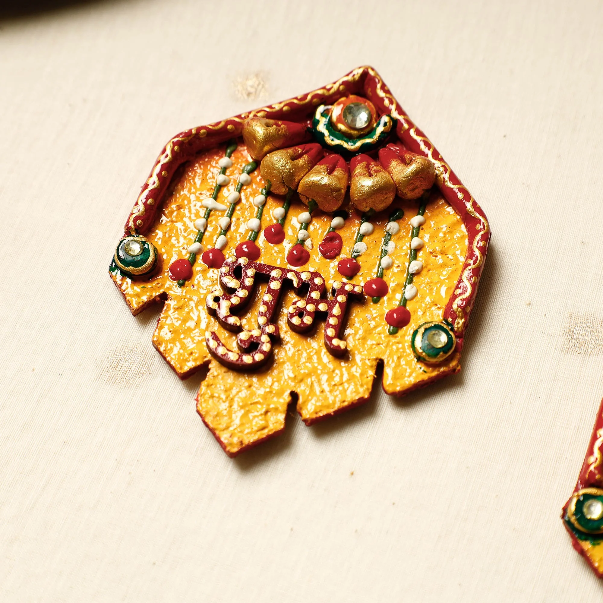 Festive Decor Handpainted Wooden Shubh Labh (Set of 2) - Image 3