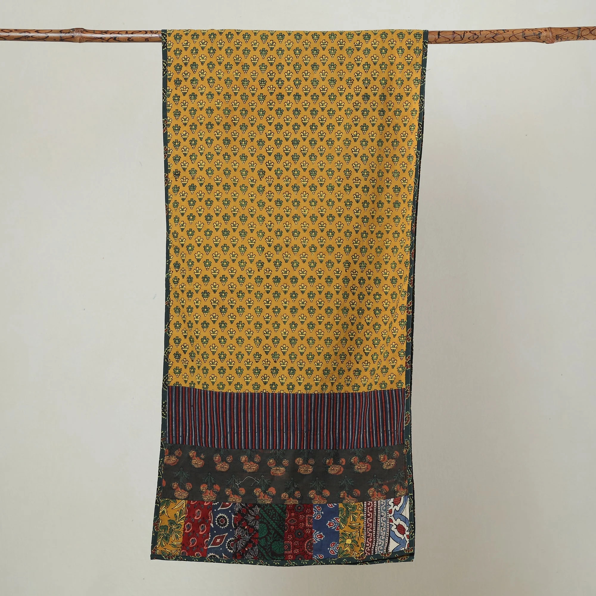 Multicolor - Ajrakh Block Printed Patchwork Cotton Stole 07 - Image 3