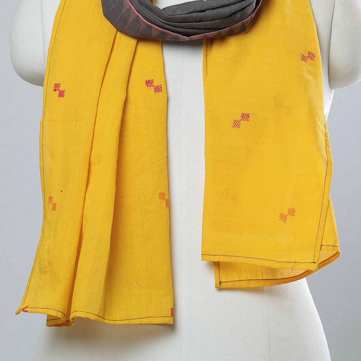 Multicolor - Jamdani Patchwork Cotton Stole 41 - Image 3