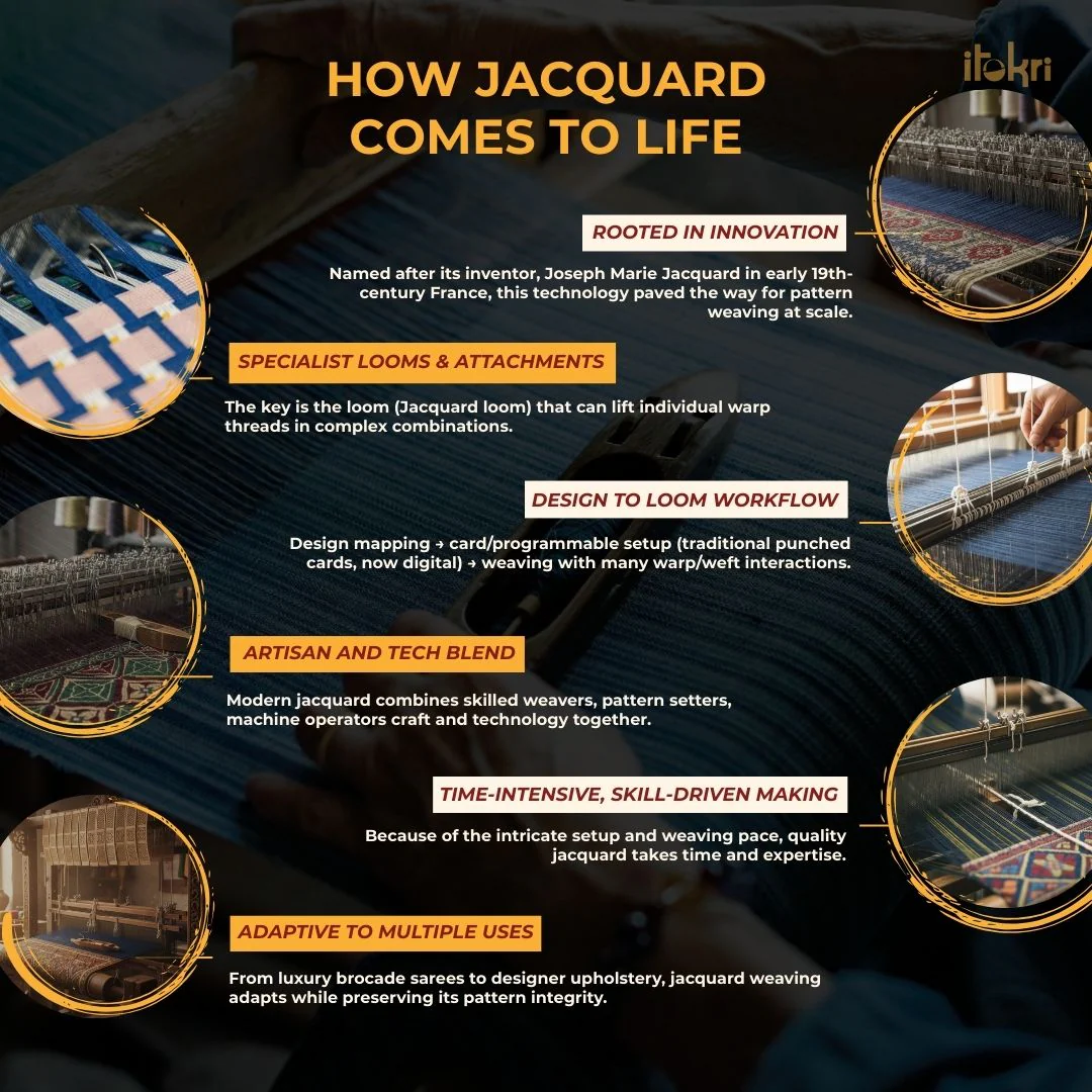 Red - Jacquard Weave Cotton Stitched Blouse 14 - Image 7