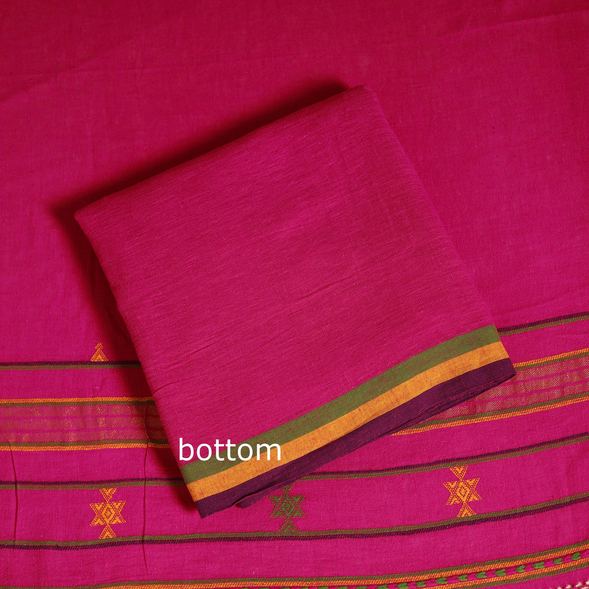 Pink - 3pc Kutch Handloom Organic Kala Cotton Unstitched Dress Material 09 - Image 4