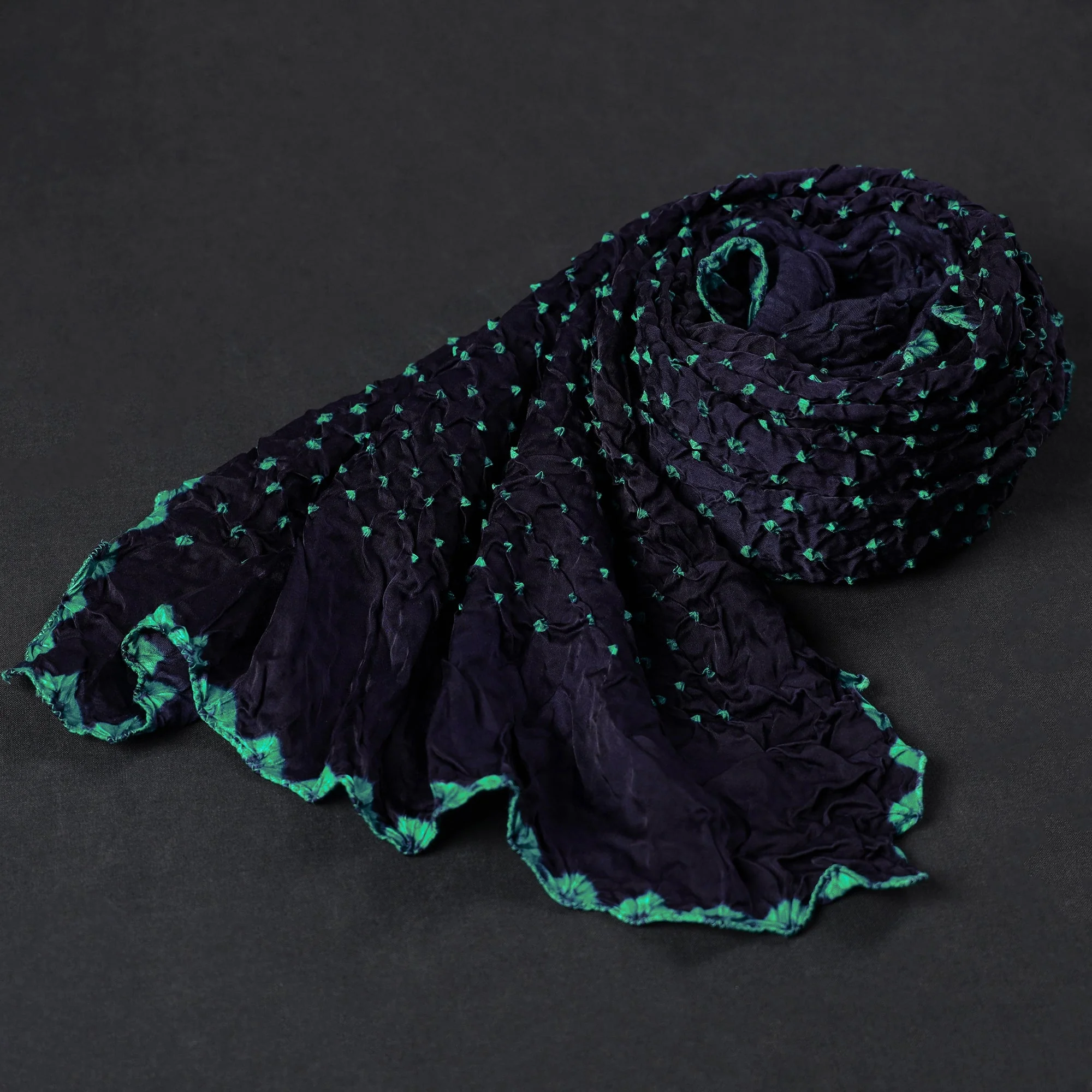 Blue - Kutch Bandhani Tie-Dye Modal Silk Stole 11 - Image 3