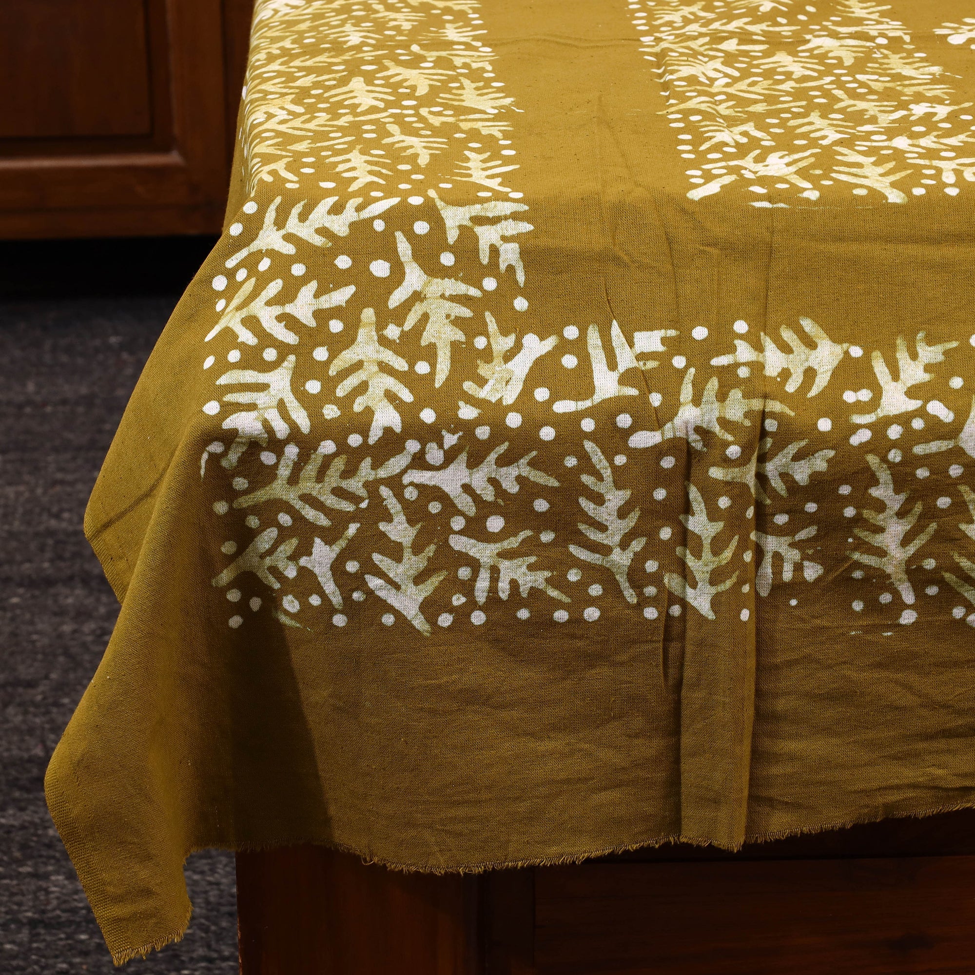 Yellow - Cotton Hand Batik Print Single Bedsheet (91 x 57 ) 08 - Image 3