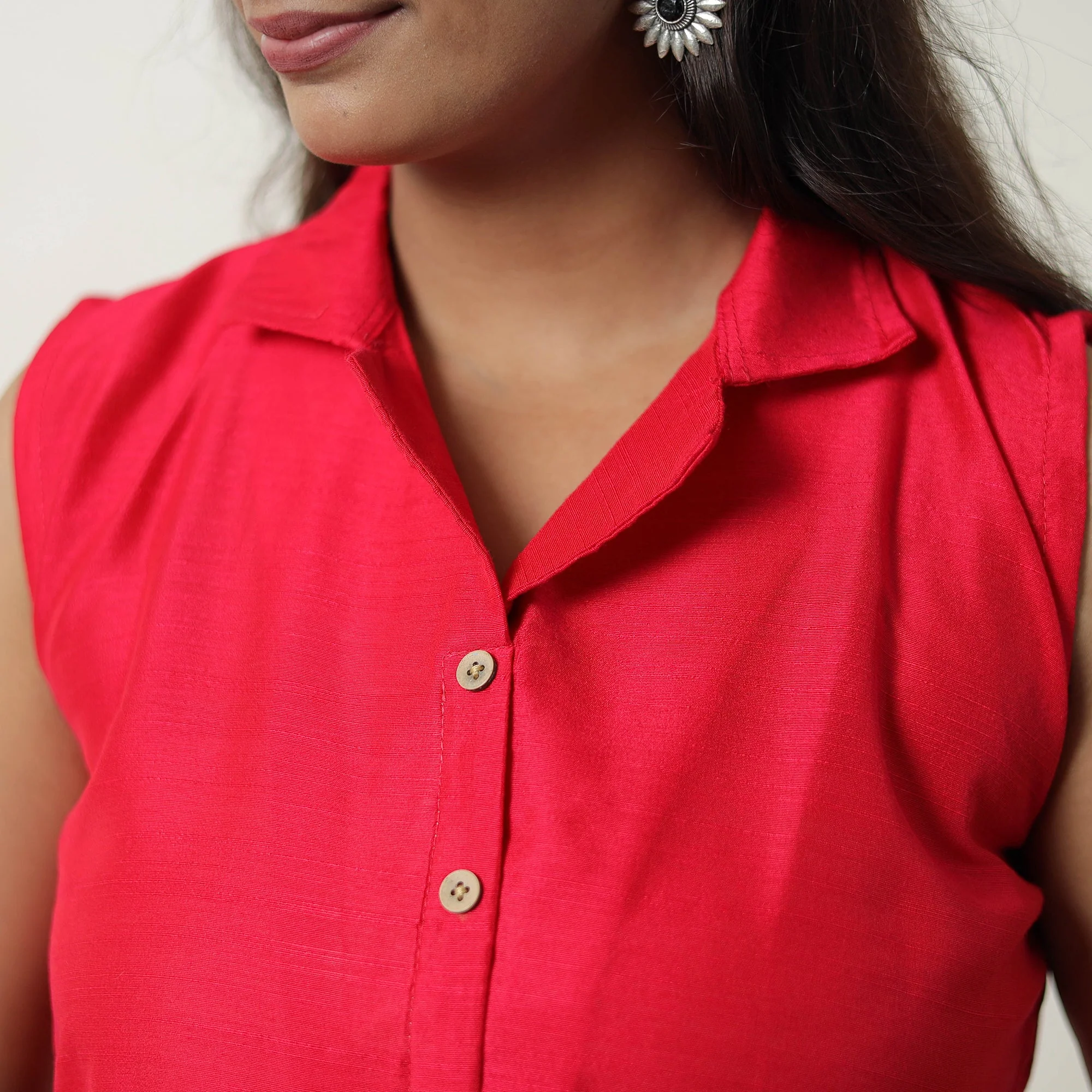 Kiara Pink Slub Silk Short Plain Kurta - Image 6