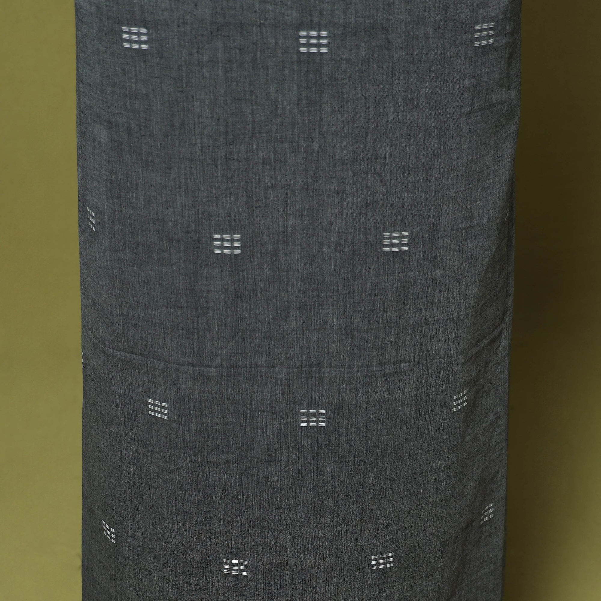 Grey - 2pc Handloom Cotton Unstitched Burdwan Jamdani Dress Material 01 - Image 5