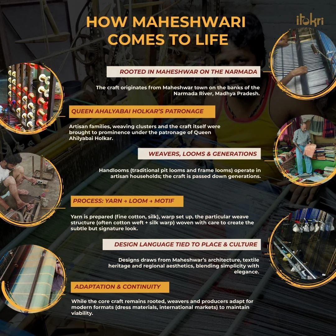 Green - 2pc Handloom Unstitched Maheshwari Dress Material with Border 31 - Image 6