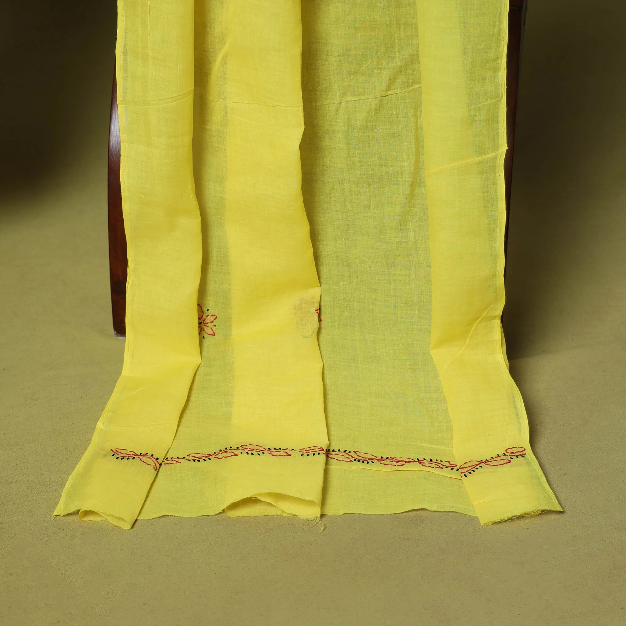 Yellow - 3pc Hand Embroidery Cotton Lucknow Chikankari Dress Material 29 - Image 5