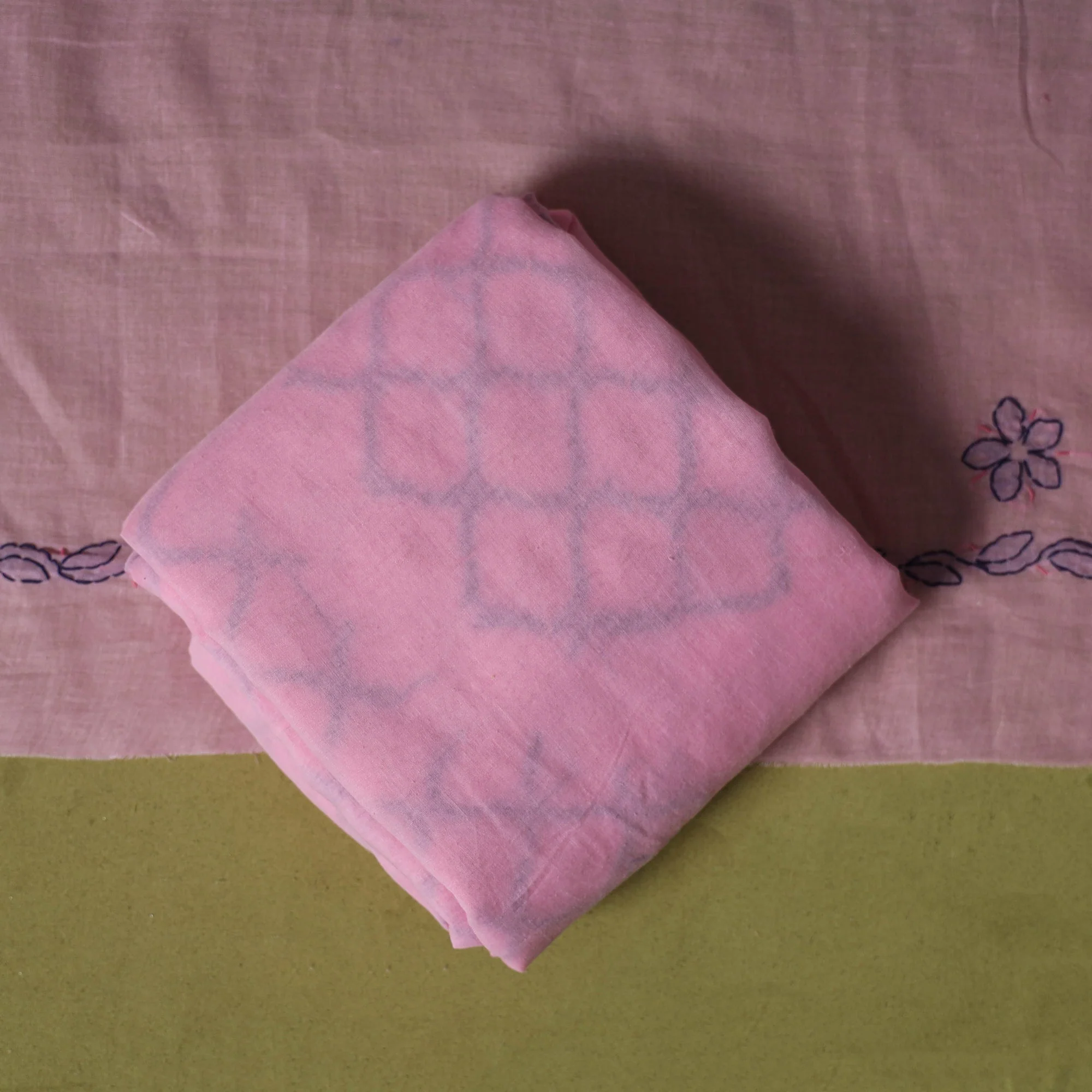 Pink - 3pc Hand Embroidery Cotton Lucknow Chikankari Dress Material 33 - Image 4