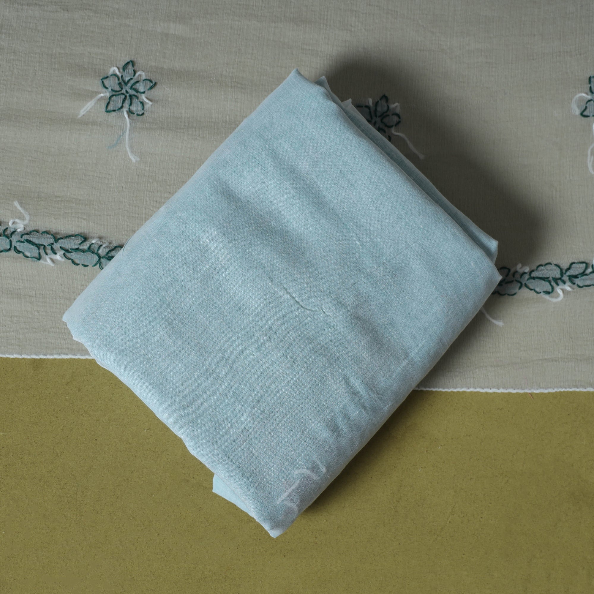 Green - 3pc Hand Embroidery Cotton Lucknow Chikankari Dress Material 34 - Image 4