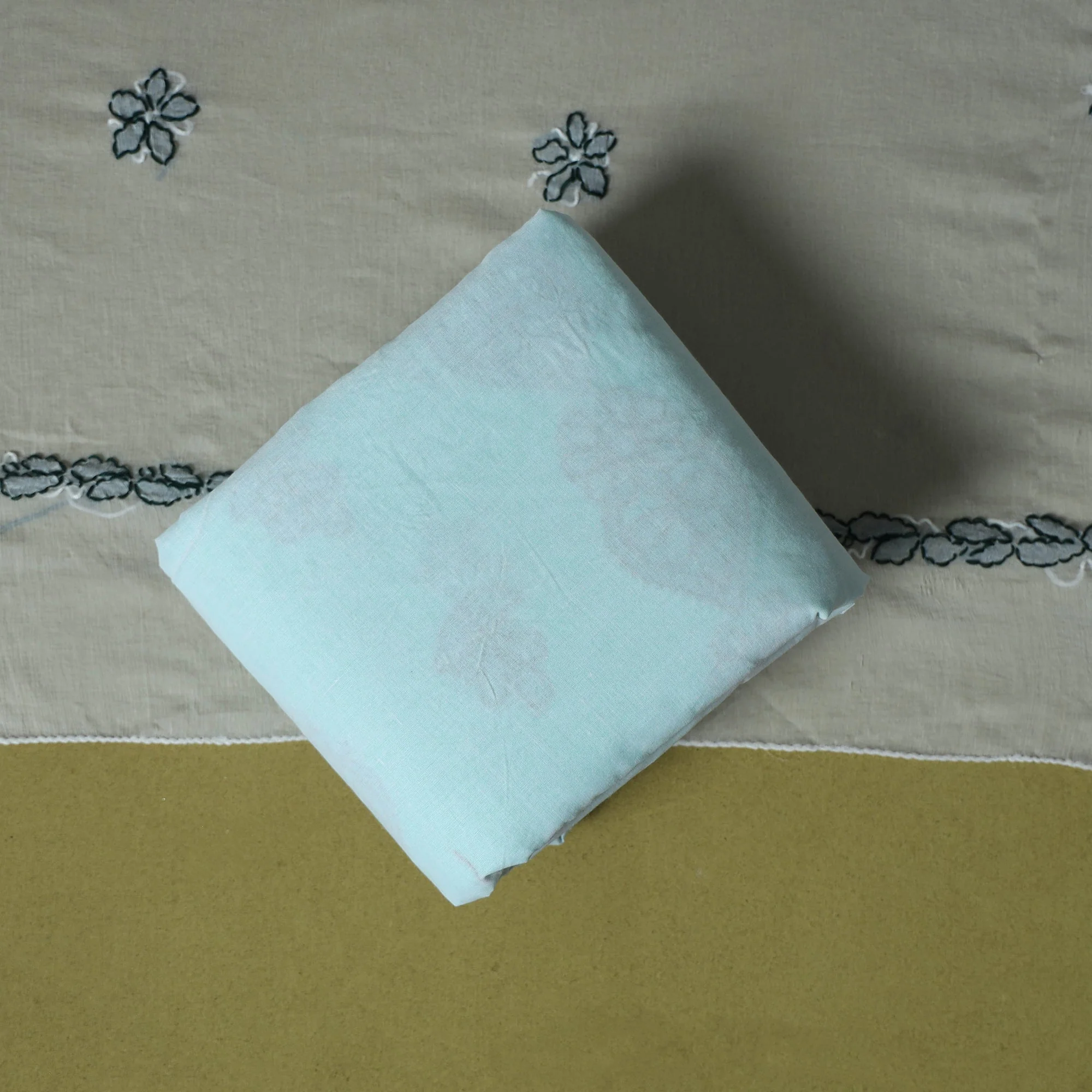 Green - 3pc Hand Embroidery Cotton Lucknow Chikankari Dress Material 39 - Image 4