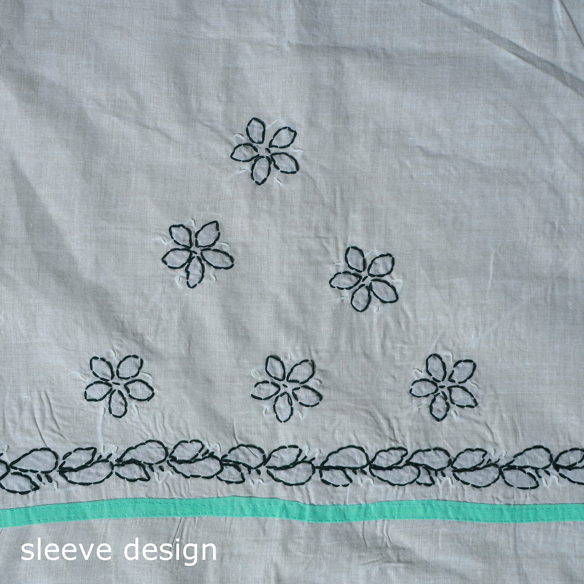 Green - 3pc Hand Embroidery Cotton Lucknow Chikankari Dress Material 39 - Image 5