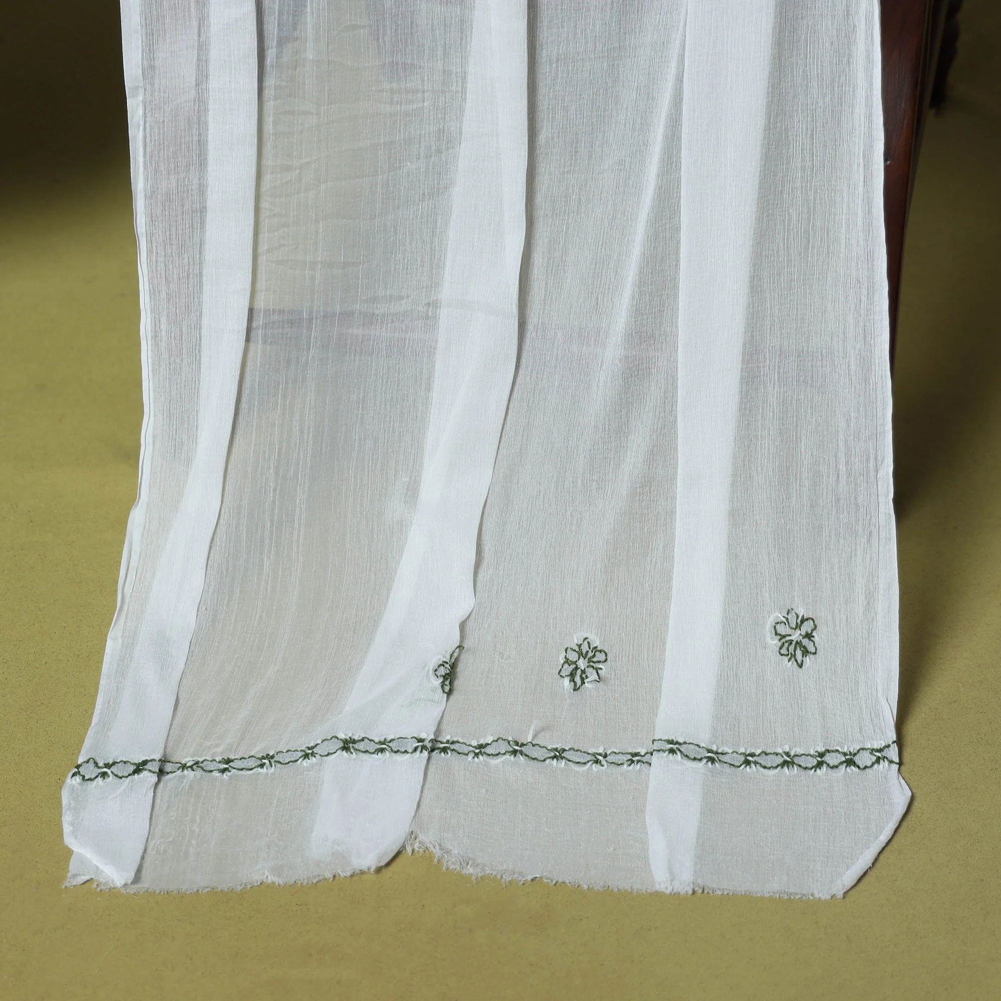 Green - 3pc Hand Embroidery Cotton Lucknow Chikankari Dress Material 81 - Image 5