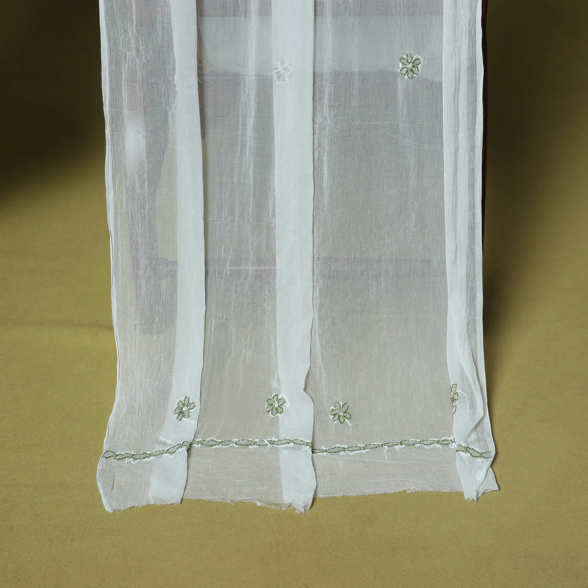 Green - 3pc Hand Embroidery Cotton Lucknow Chikankari Dress Material 83 - Image 5