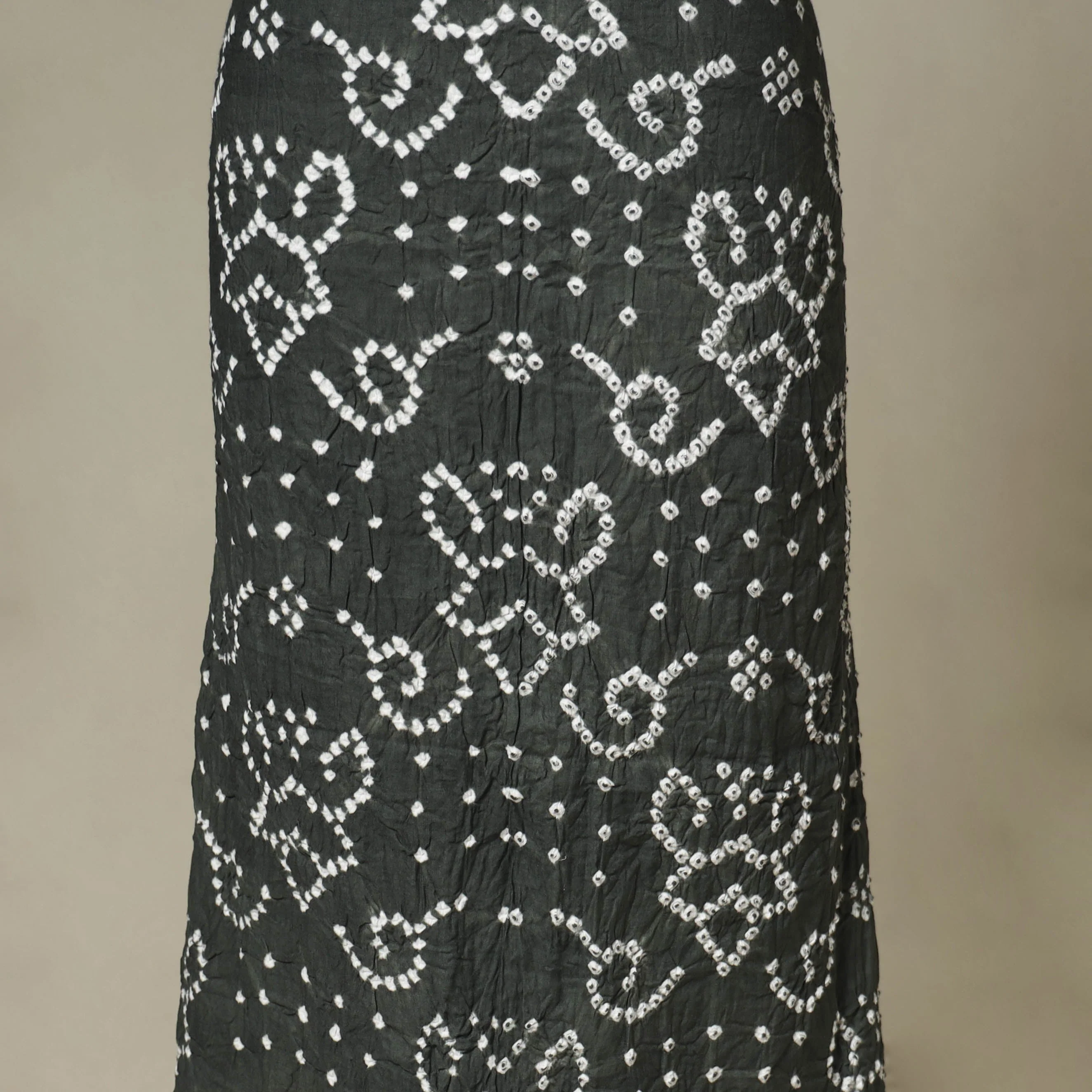 Grey - 3pc Kutch Tie-Dye Satin Cotton Unstitched Bandhani Dress Material 17 - Image 6