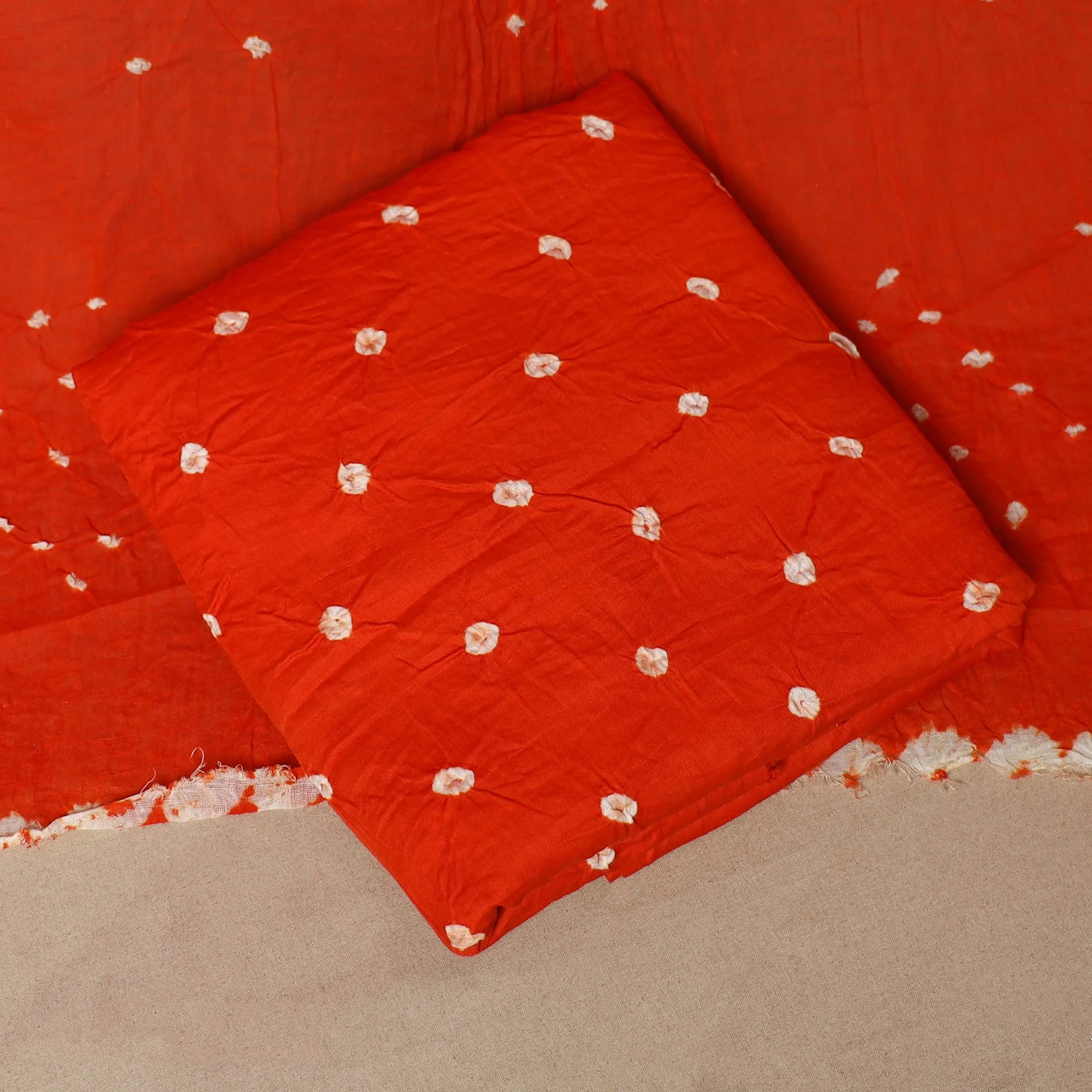 Blue - 3pc Kutch Tie-Dye Satin Cotton Unstitched Bandhani Dress Material 51 - Image 4