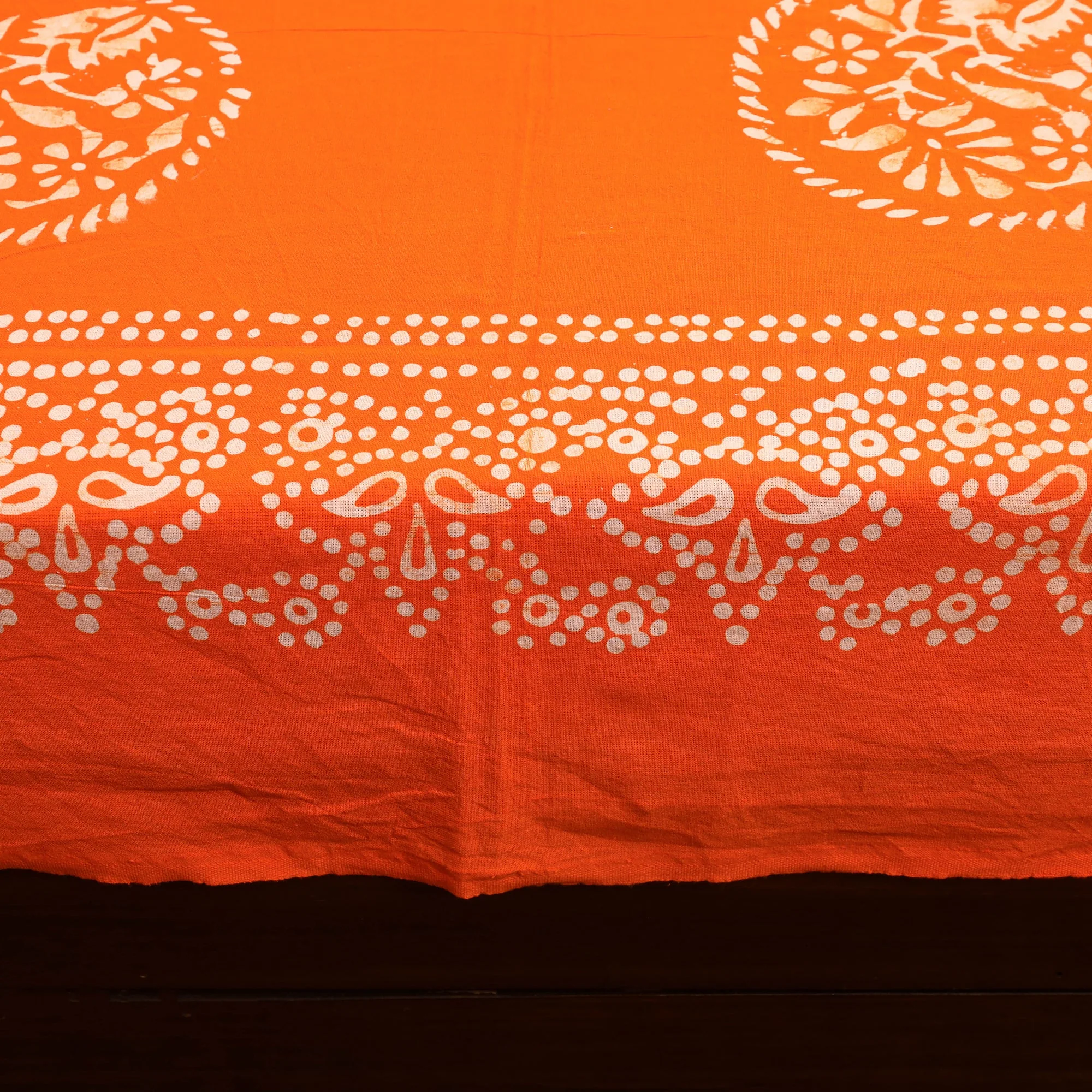 Orange - Cotton Double Hand Batik Print Bed Sheet Set 18 - Image 4