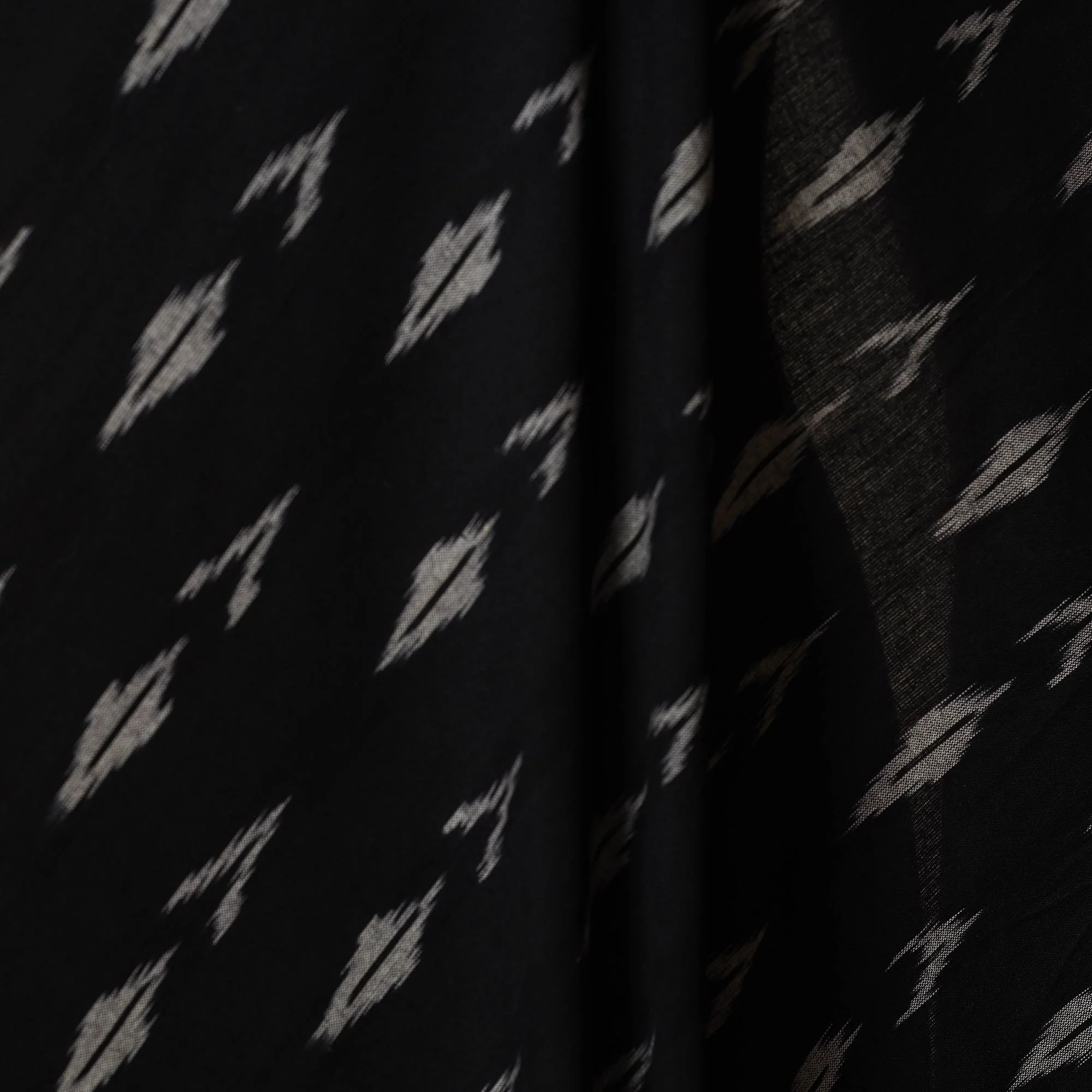 Black - Cotton Pochampally Ikat Fabric 37 - Image 3