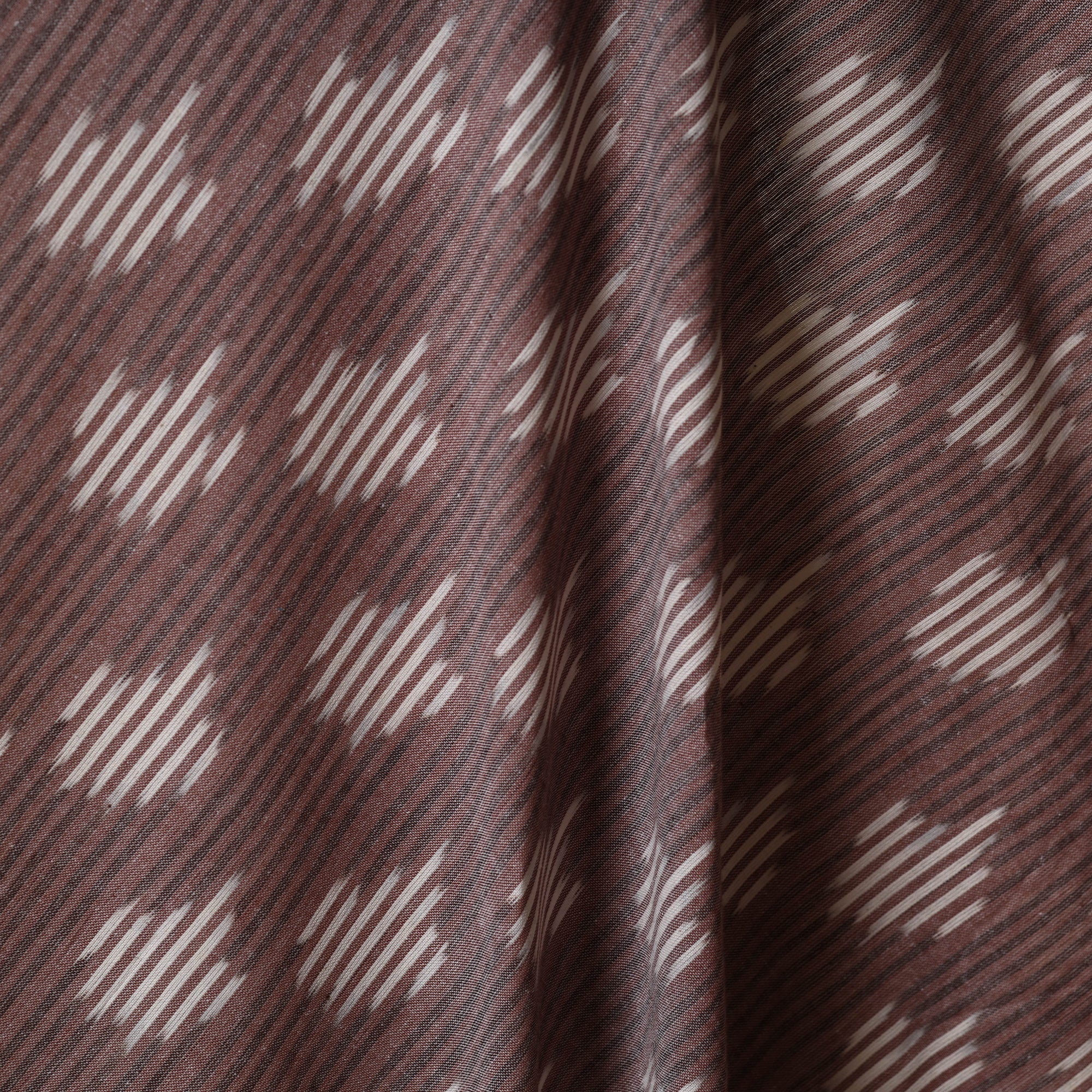 Brown - Cotton Pochampally Ikat Fabric 40 - Image 3