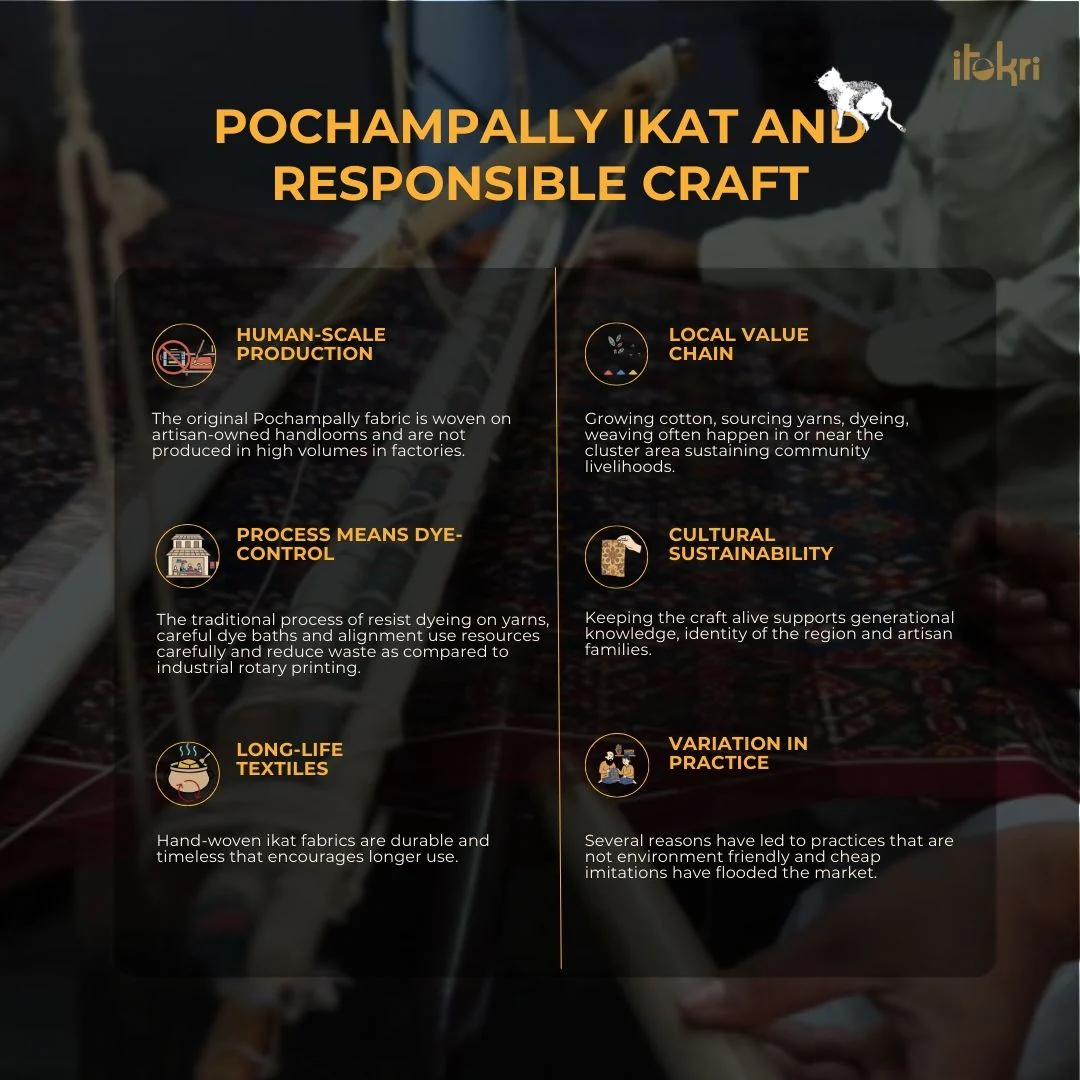 Brown - Cotton Pochampally Ikat Fabric 40 - Image 6