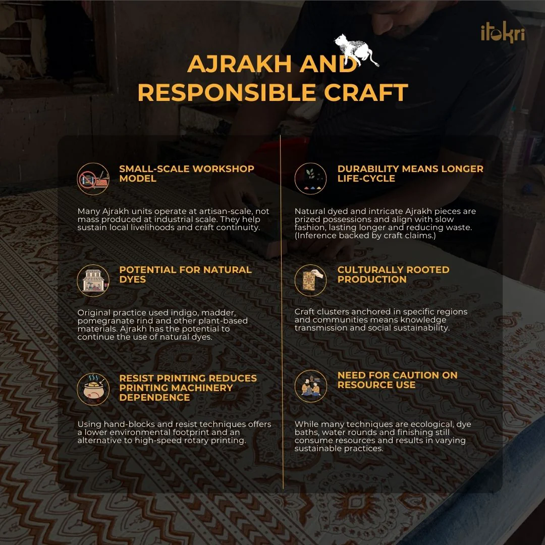 Beige - Handloom Chanderi Silk Natural Dyed Block Print Ajrakh Stole 03 - Image 5