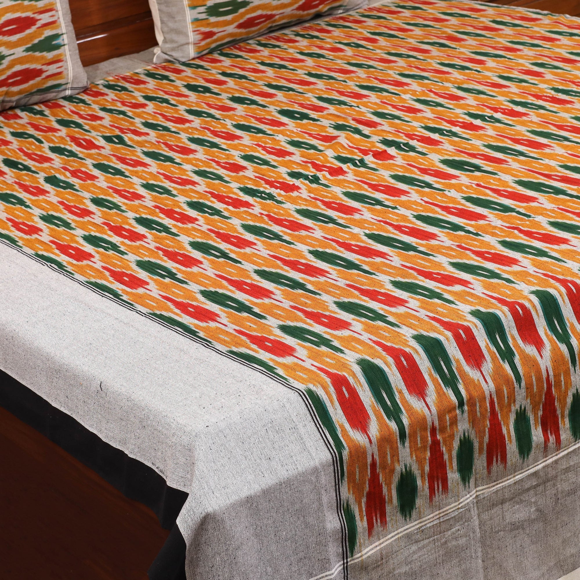Multicolor - Handloom Cotton Pochampally Ikat Double Bedsheet Set (108 x 90 in) 02 - Image 4
