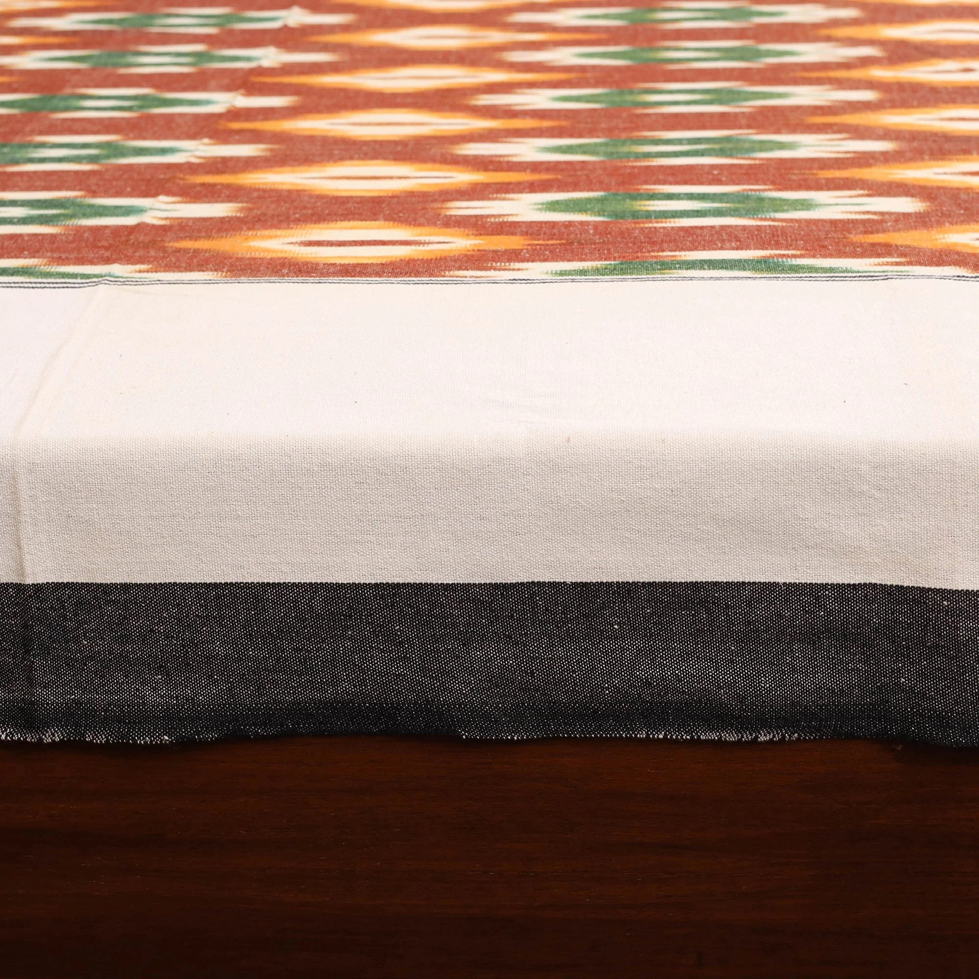 Brown - Handloom Cotton Pochampally Ikat Double Bedsheet Set (108 x 90 in) 06 - Image 5