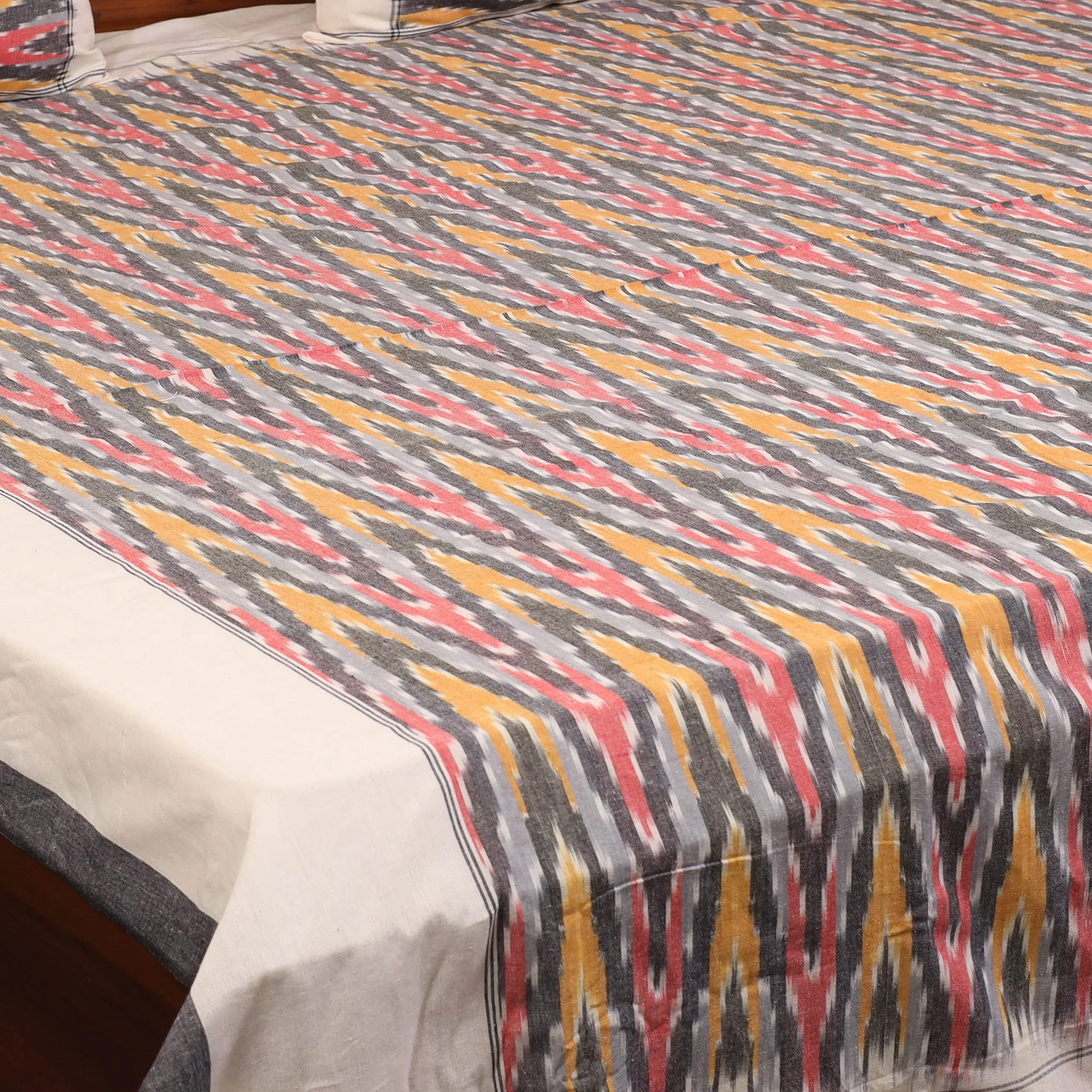 Multicolor - Handloom Cotton Pochampally Ikat Double Bedsheet Set (108 x 90 in) 09 - Image 4