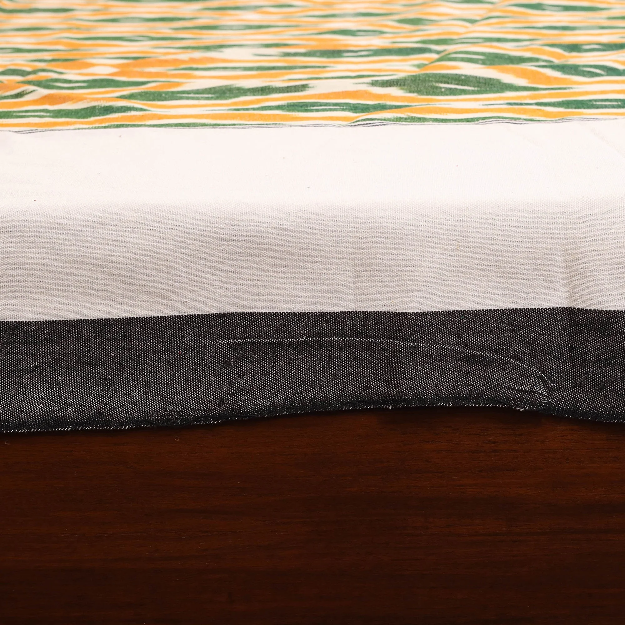 Yellow - Handloom Cotton Pochampally Ikat Double Bedsheet Set (108 x 90 in) 15 - Image 5