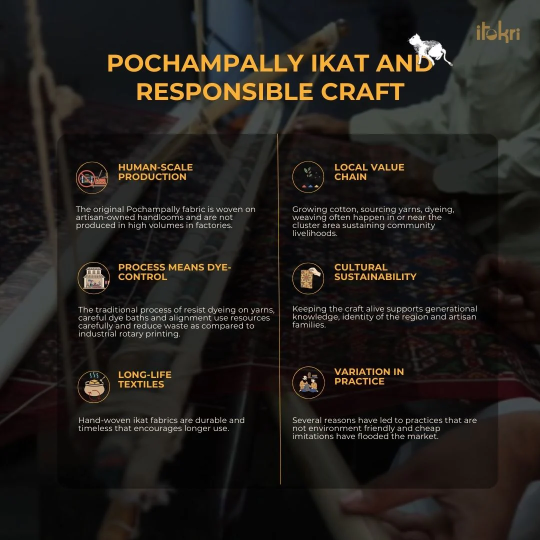 Red - Handloom Cotton Pochampally Ikat Double Bedsheet Set (108 x 90 in) 17 - Image 7