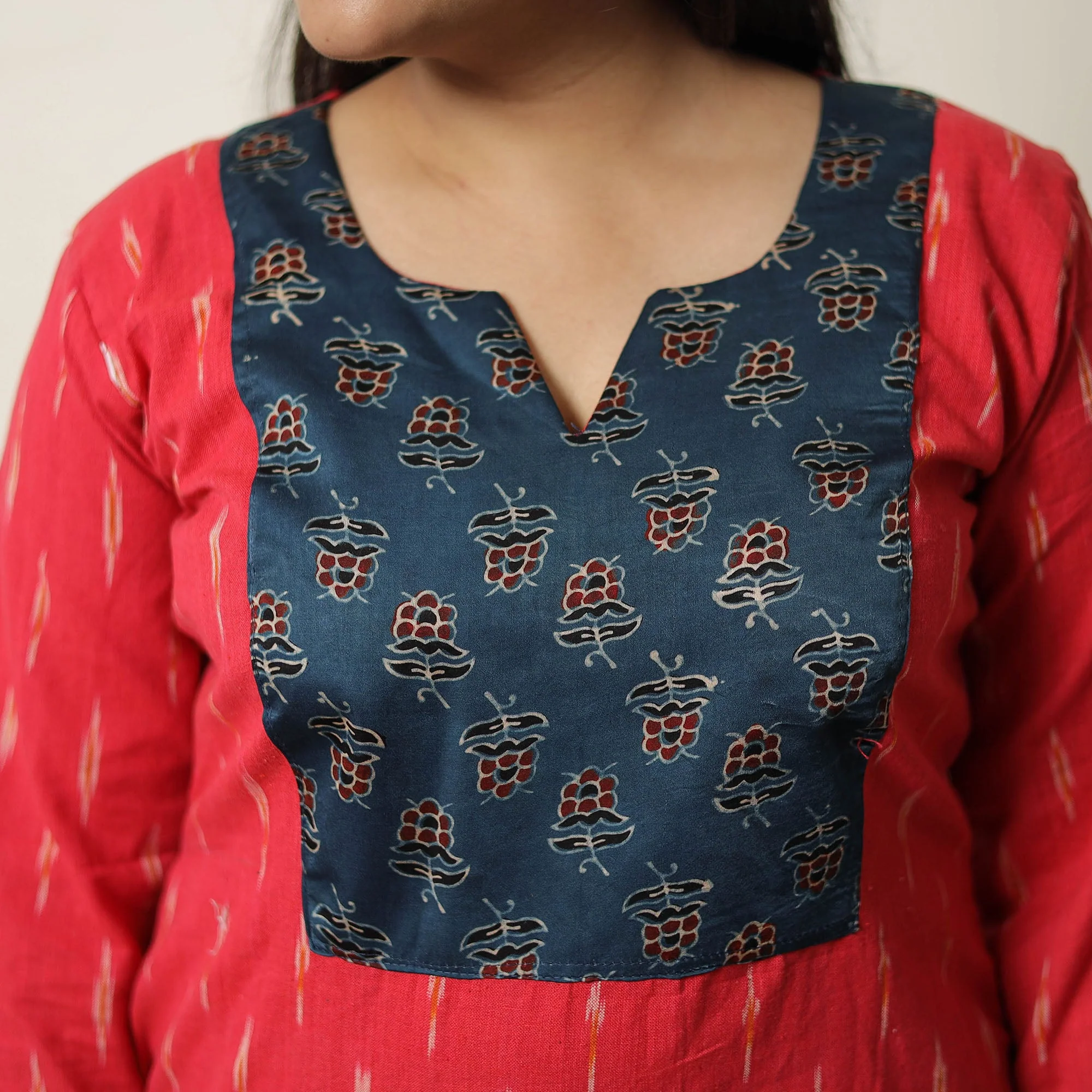 Pink - Handloom Cotton Pochampally Ikat Kurta Set 05 - Image 6