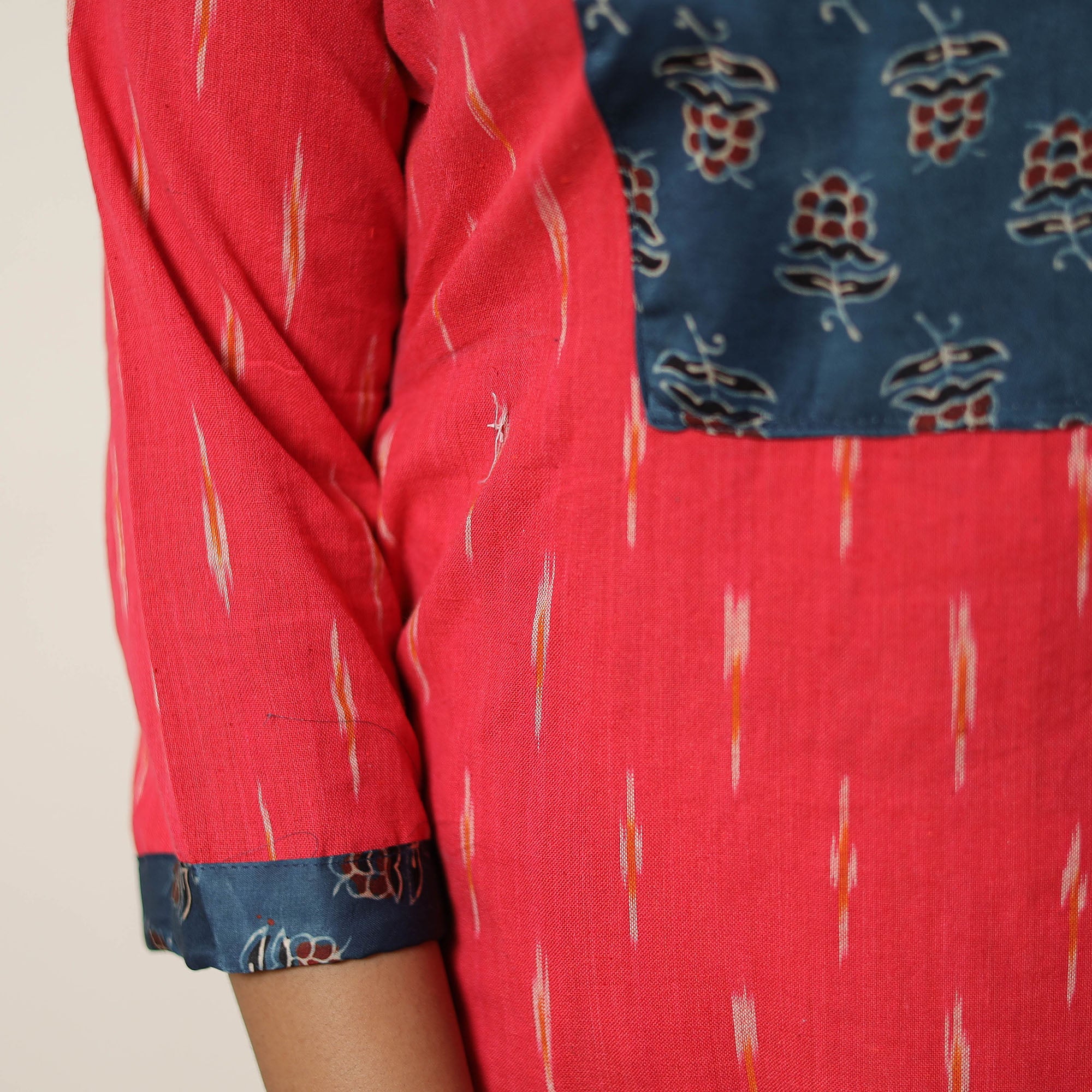 Pink - Handloom Cotton Pochampally Ikat Kurta Set 05 - Image 7