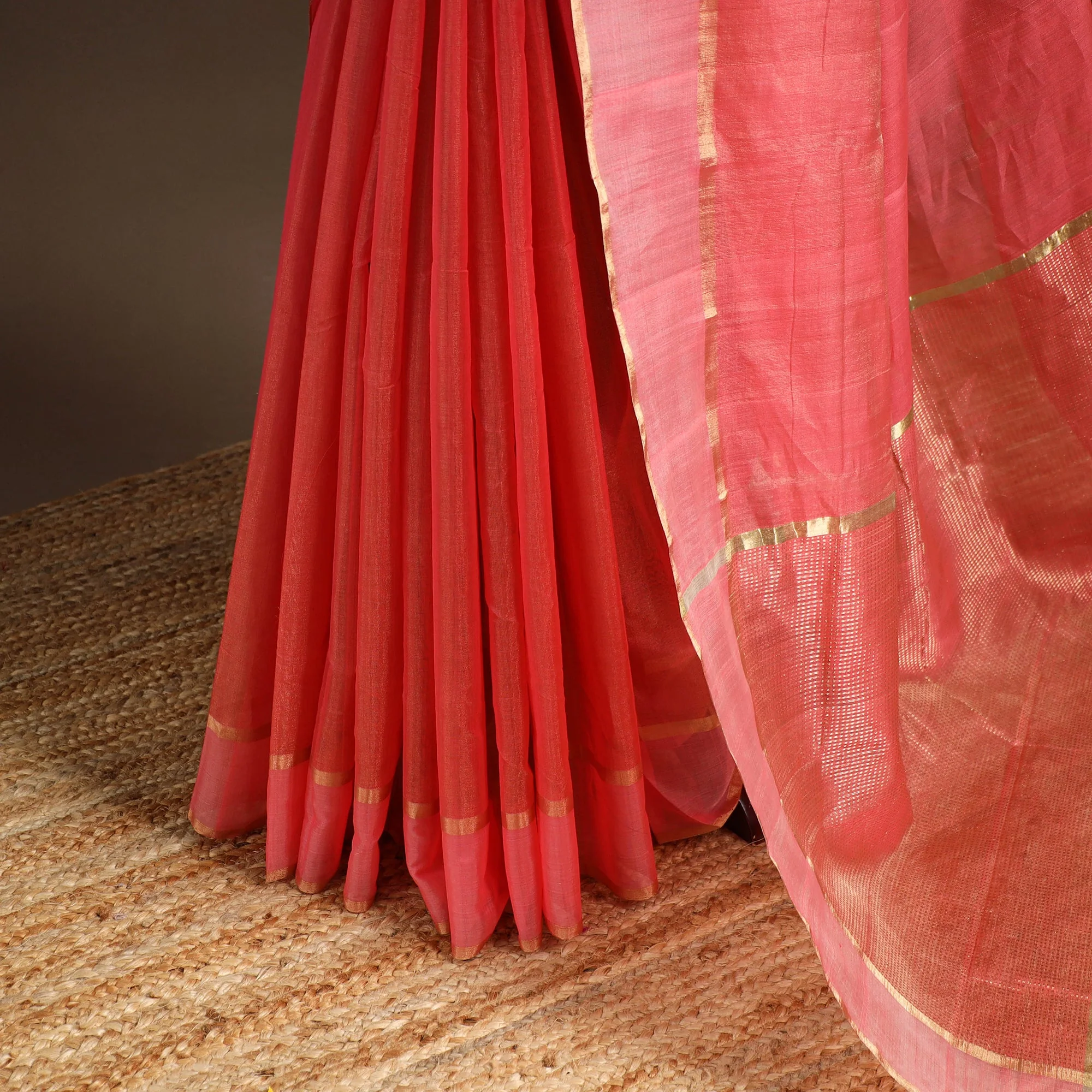 Pink - Handloom Tissue Zari Chanderi Silk Saree 09 - Image 4