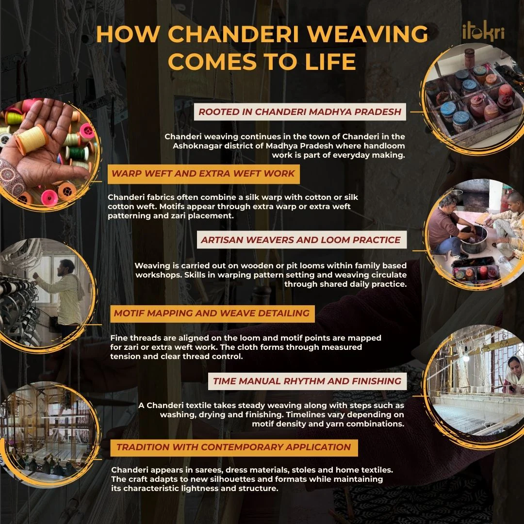 Black - Handloom Zari Work Chanderi Silk Saree 04 - Image 7