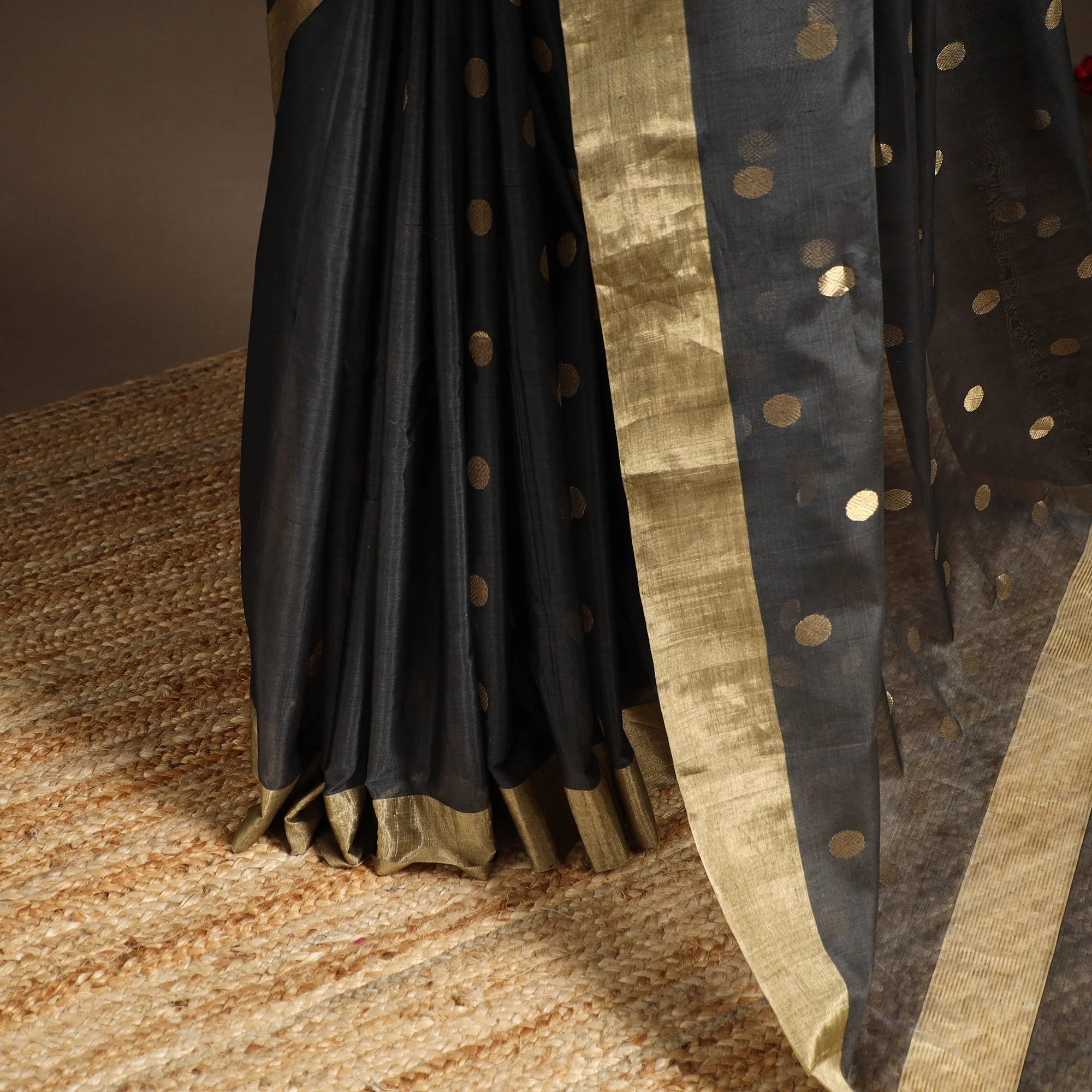 Grey - Handloom Zari Work Chanderi Silk Saree 16 - Image 4