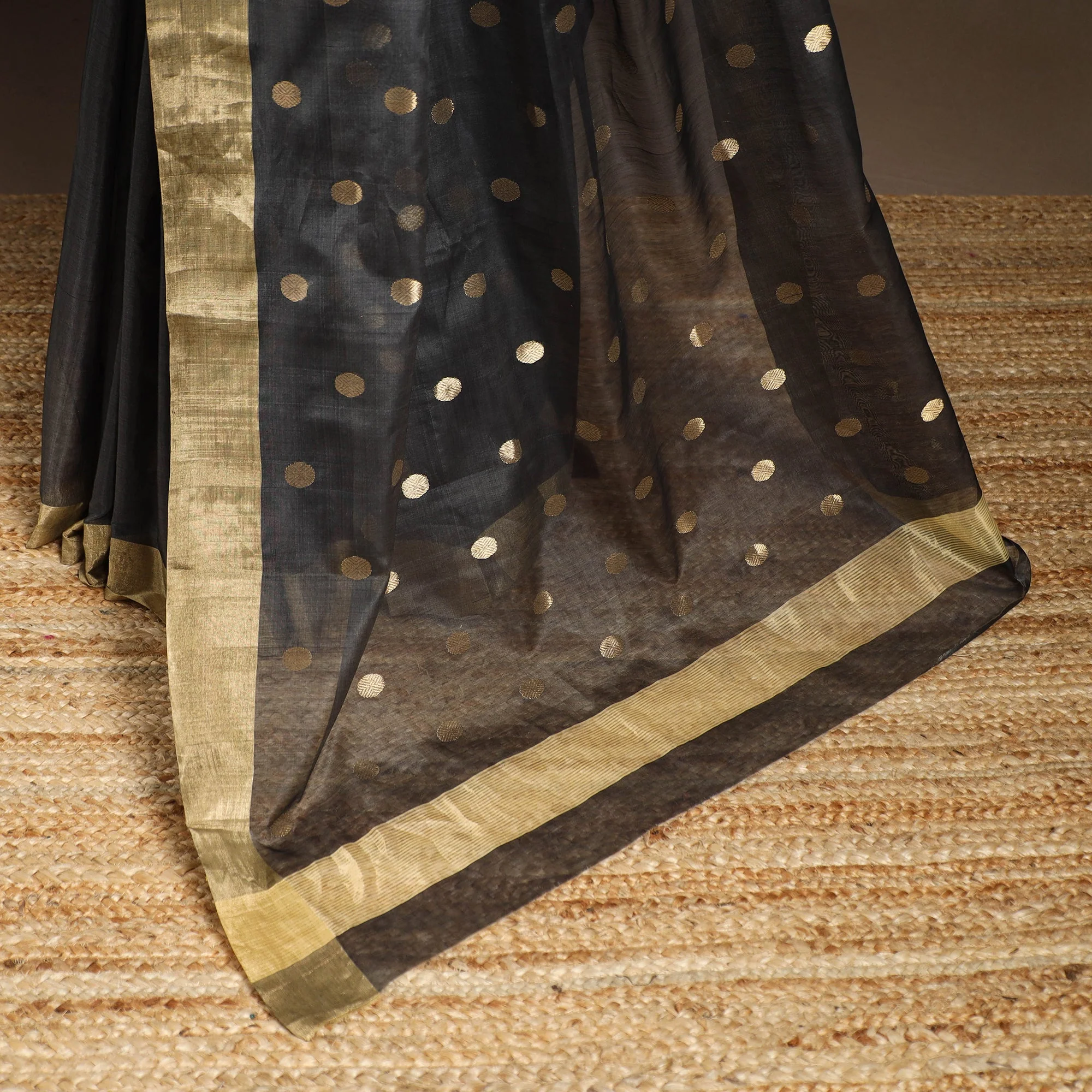 Grey - Handloom Zari Work Chanderi Silk Saree 16 - Image 5