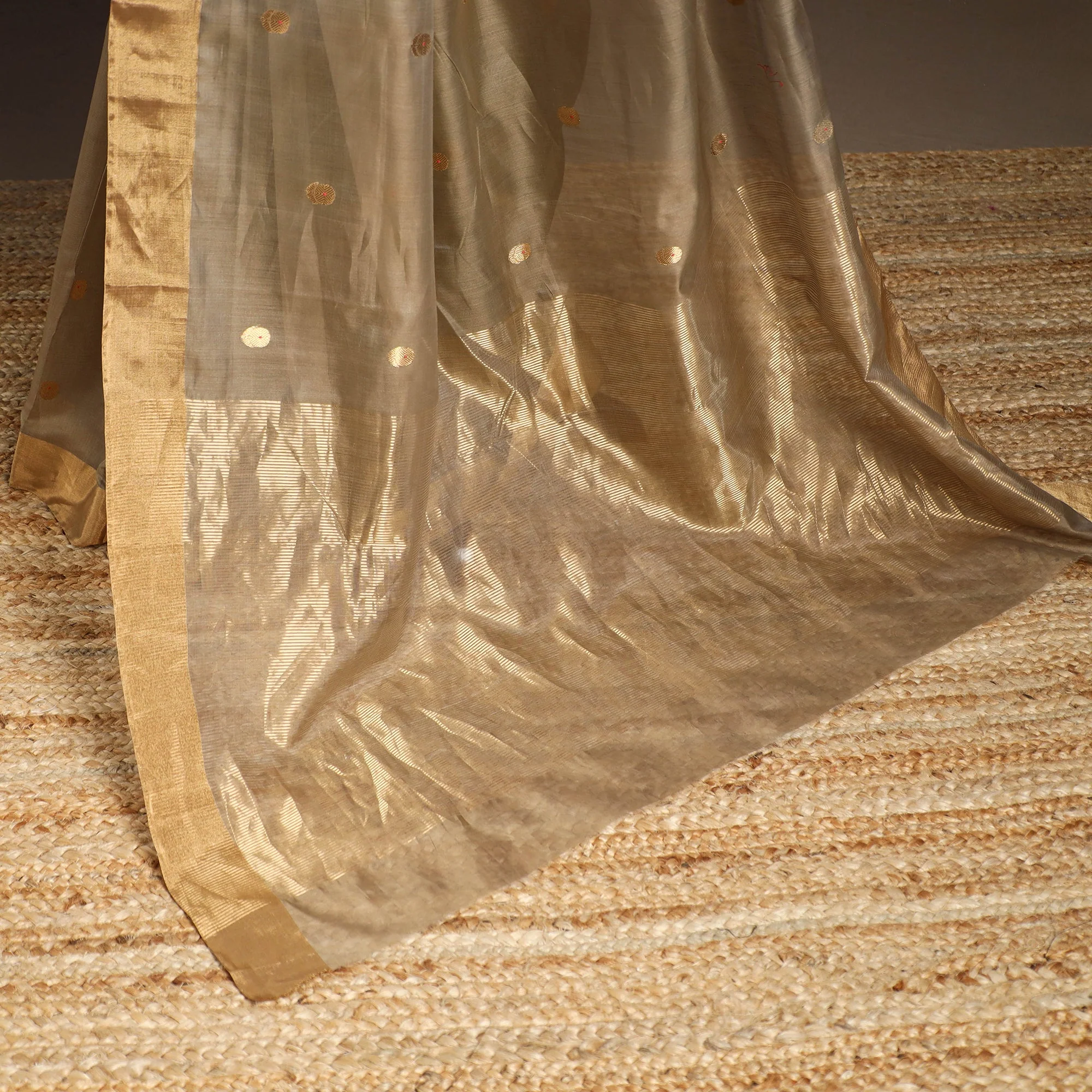 Brown - Handloom Zari Work Chanderi Silk Saree 22 - Image 5