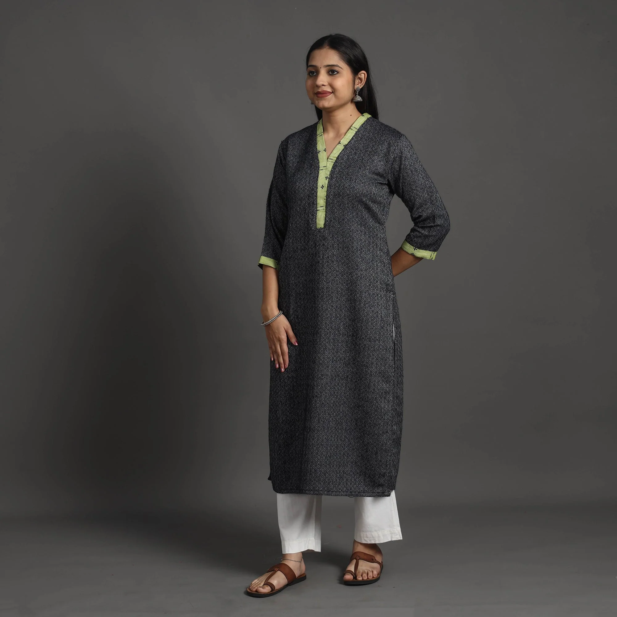 Inaya Black Merino Woolen Kurta - Image 3