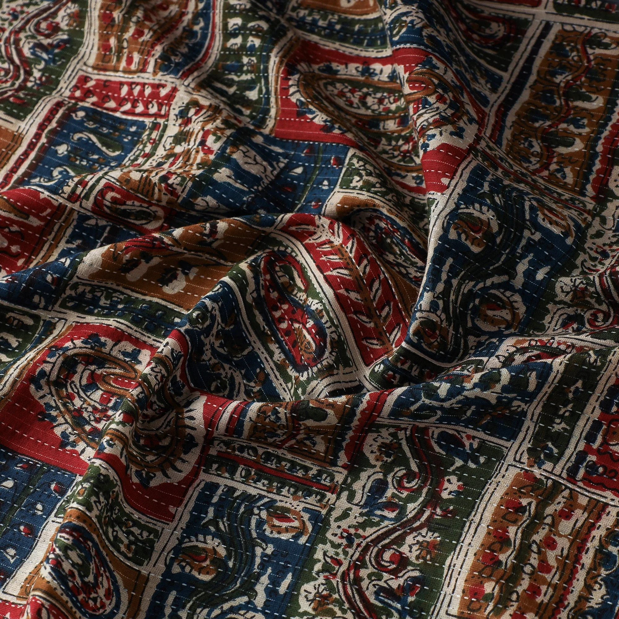Multicolor - Kantha Stitch Cotton Jaipur Print Fabric 10 - Image 5