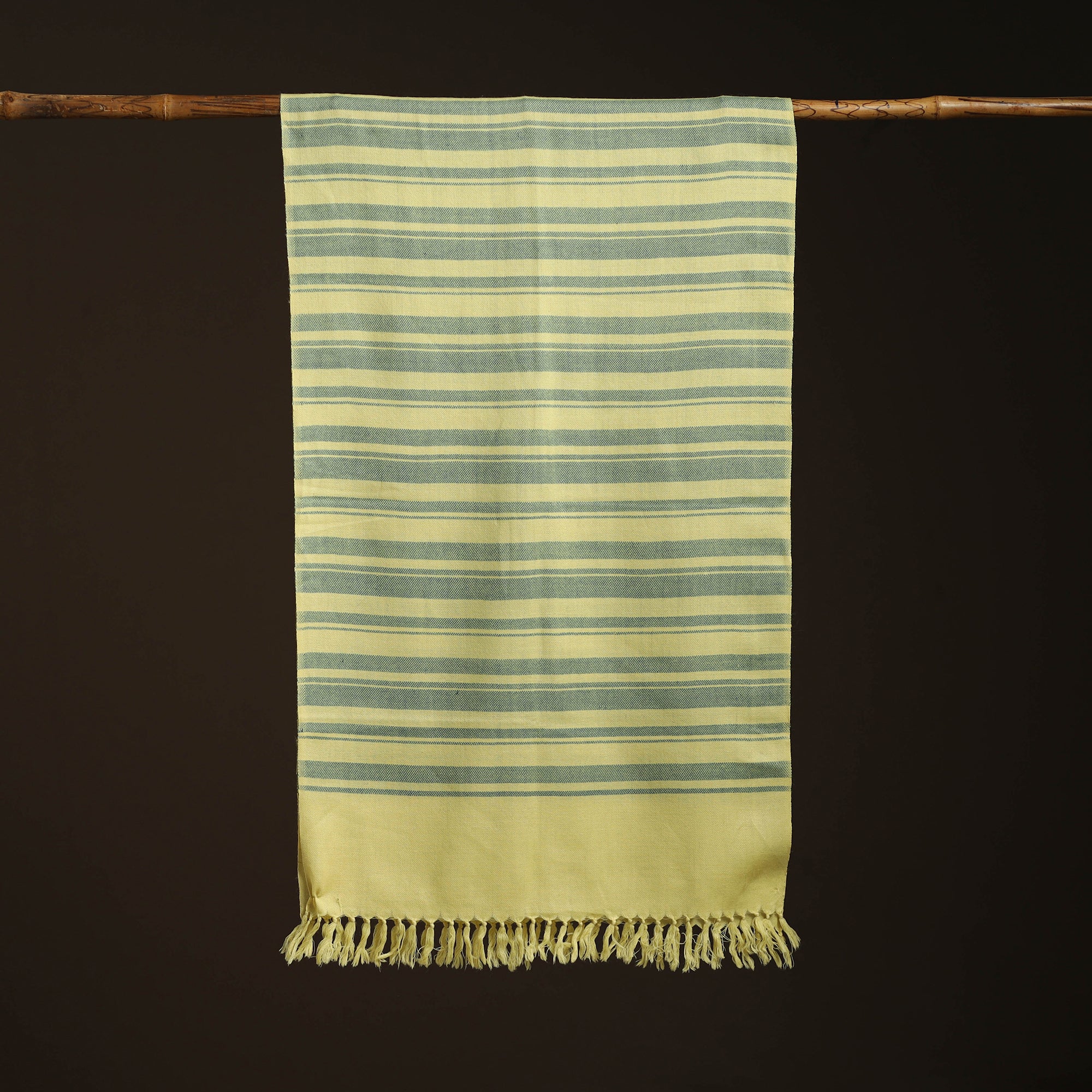 Yellow - Kumaun Handwoven Merino Wool Stole 77 - Image 3