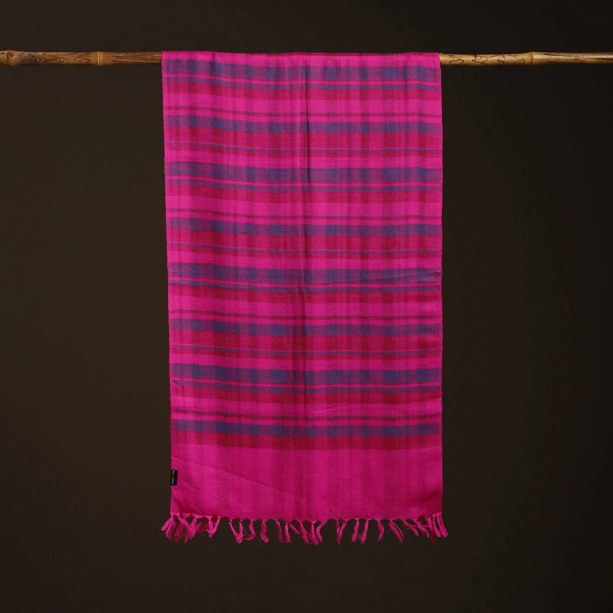 Pink - Kumaun Handwoven Merino Wool Stole 82 - Image 3