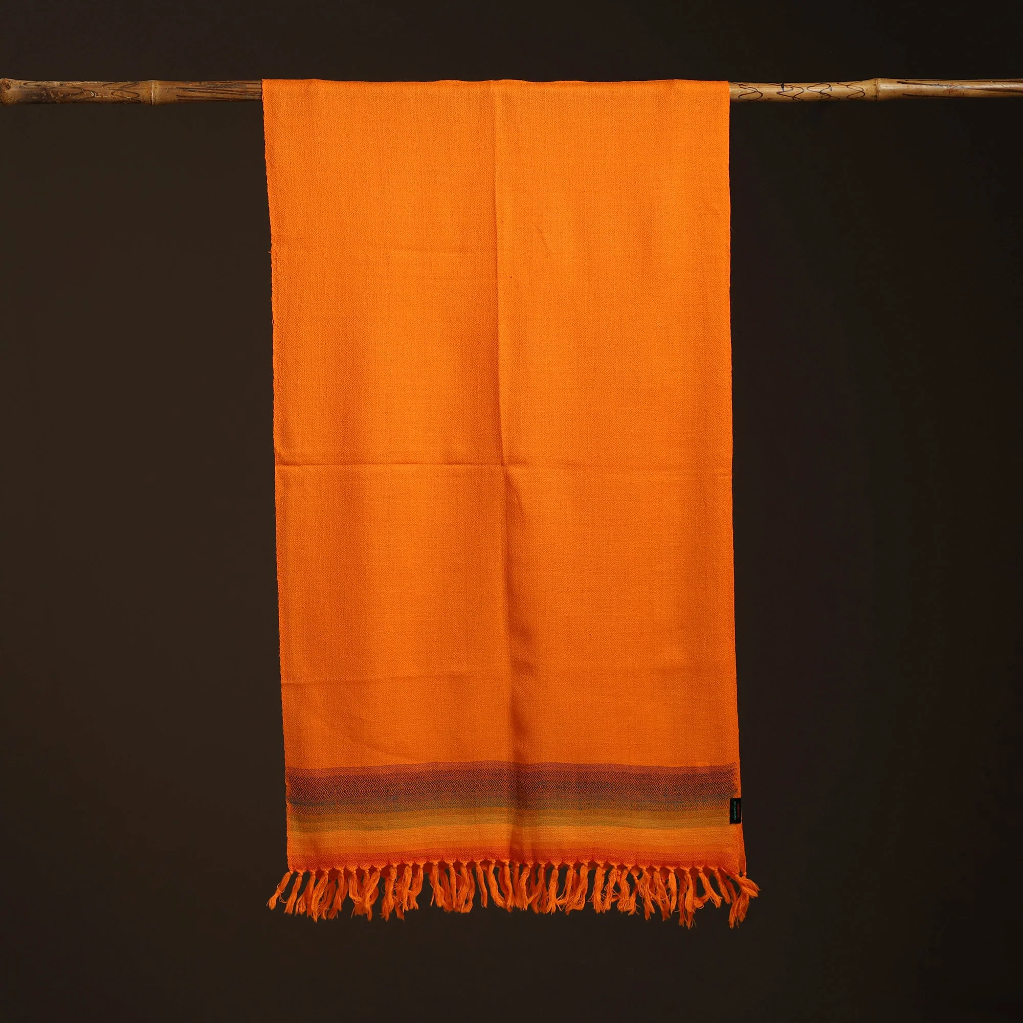 Orange - Kumaun Handwoven Merino Wool Stole 90 - Image 3