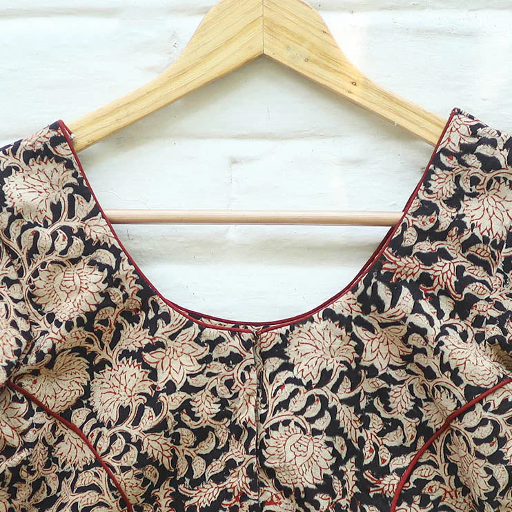 Pedana Block Print Cotton Stitched Kalamkari Blouse 11 - Image 3